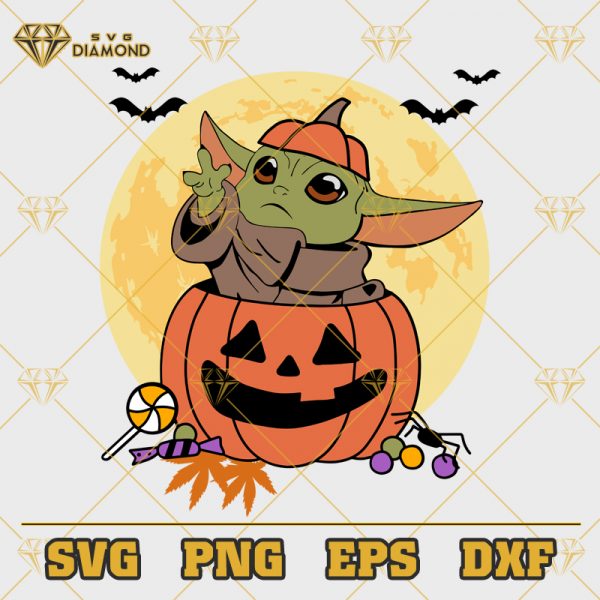 Baby Yoda In Scary Pumpkin SVG