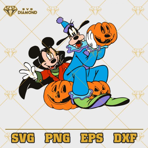 Mickey And Goofy Pumpkin Halloween SVG