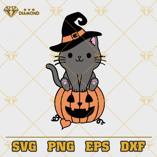 Witch Cat Pumpkin SVG